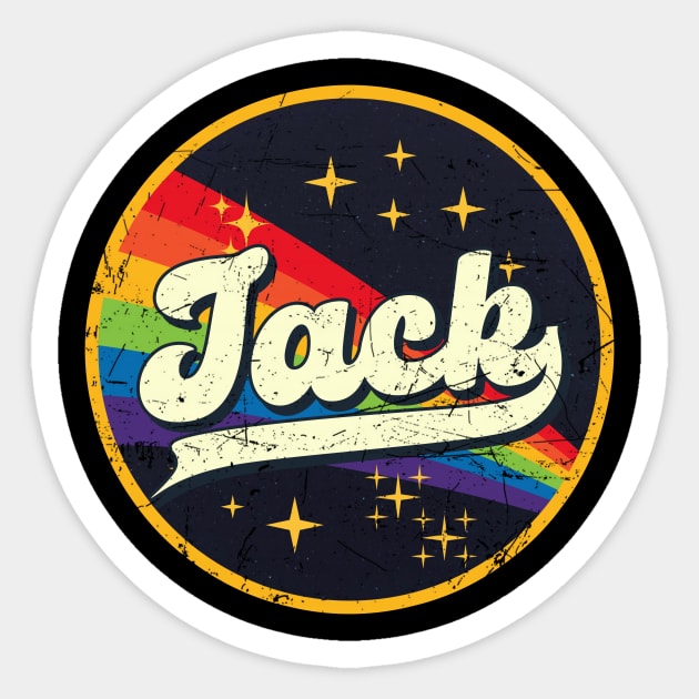 Jack // Rainbow In Space Vintage Grunge-Style Sticker by LMW Art
